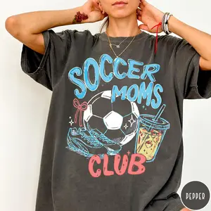 [Sale Up To 40%] Soccer Moms Club Comfort T-Shirt, Gameday Doodle Soccer Tee, Trendy Women'S Soccer Shirt, Sports Mom Shirt, Game Day Tee