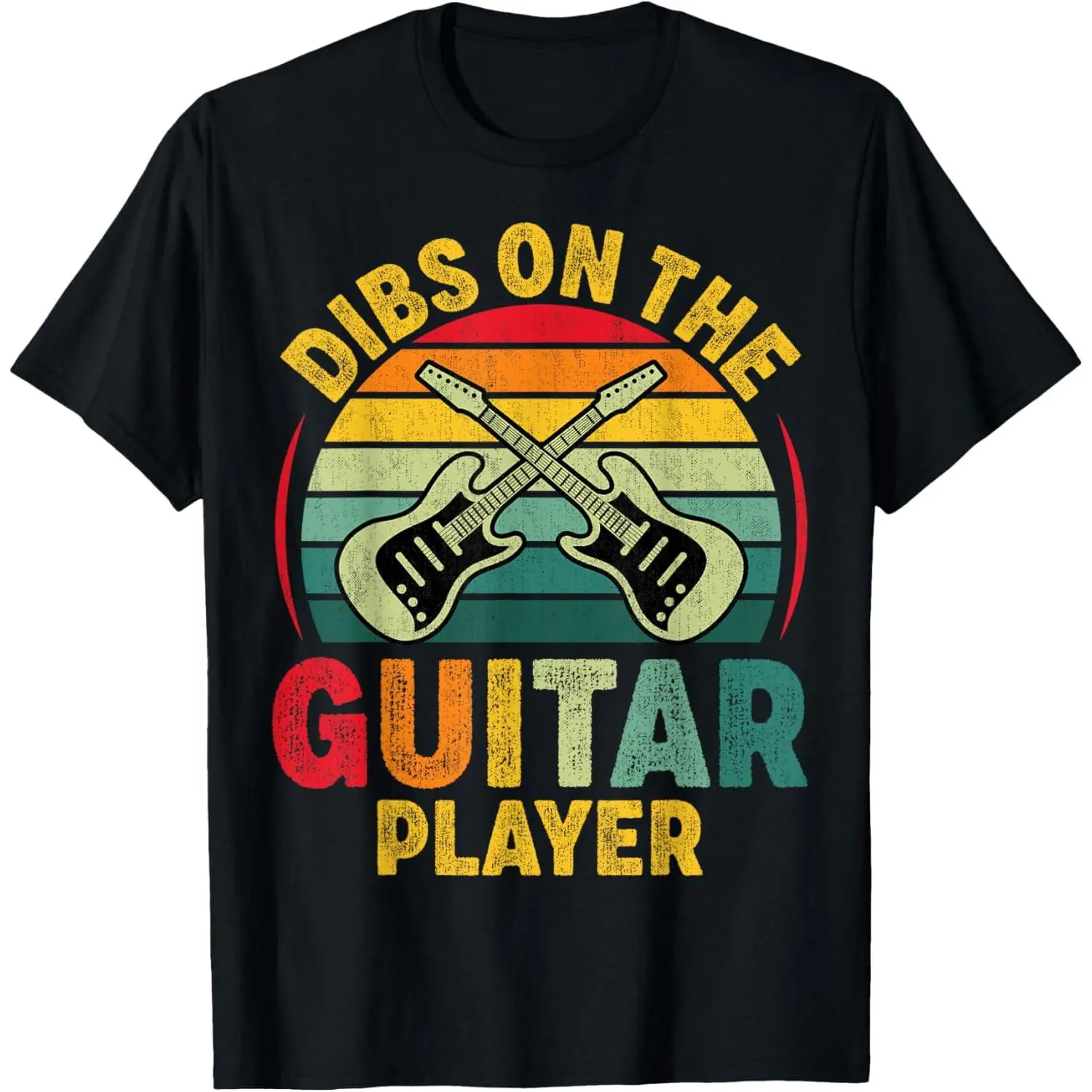 100% Cotton Dibs on the Guitar Player - Retro Guitarist Guitar Musician T-Shirt