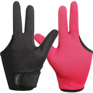 Heat Resistant Gloves for Hair Styling 2 Pcs Curling Wand Glove 3 Finger Barber Glove Reusable Hair Dye Heat Protector Glove (Black, Rose Red)