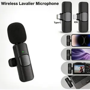 Portable Mini Wireless Lavalier Microphone, Anti-Noise, Compatible with iPhone and Android, Ideal for Live Streaming, Vlogging, Travel, Tiktok