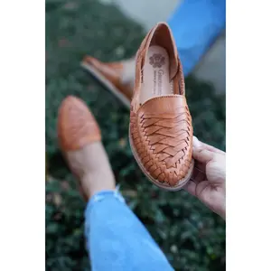 Canela Leather Mexican Huaraches Flats for Women - Comfortable Summer Footwear with Tropical Style