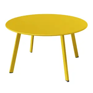 GRAND PATIO Round Steel Patio Coffee Table, Weather Resistant Outdoor Large Side Round Table