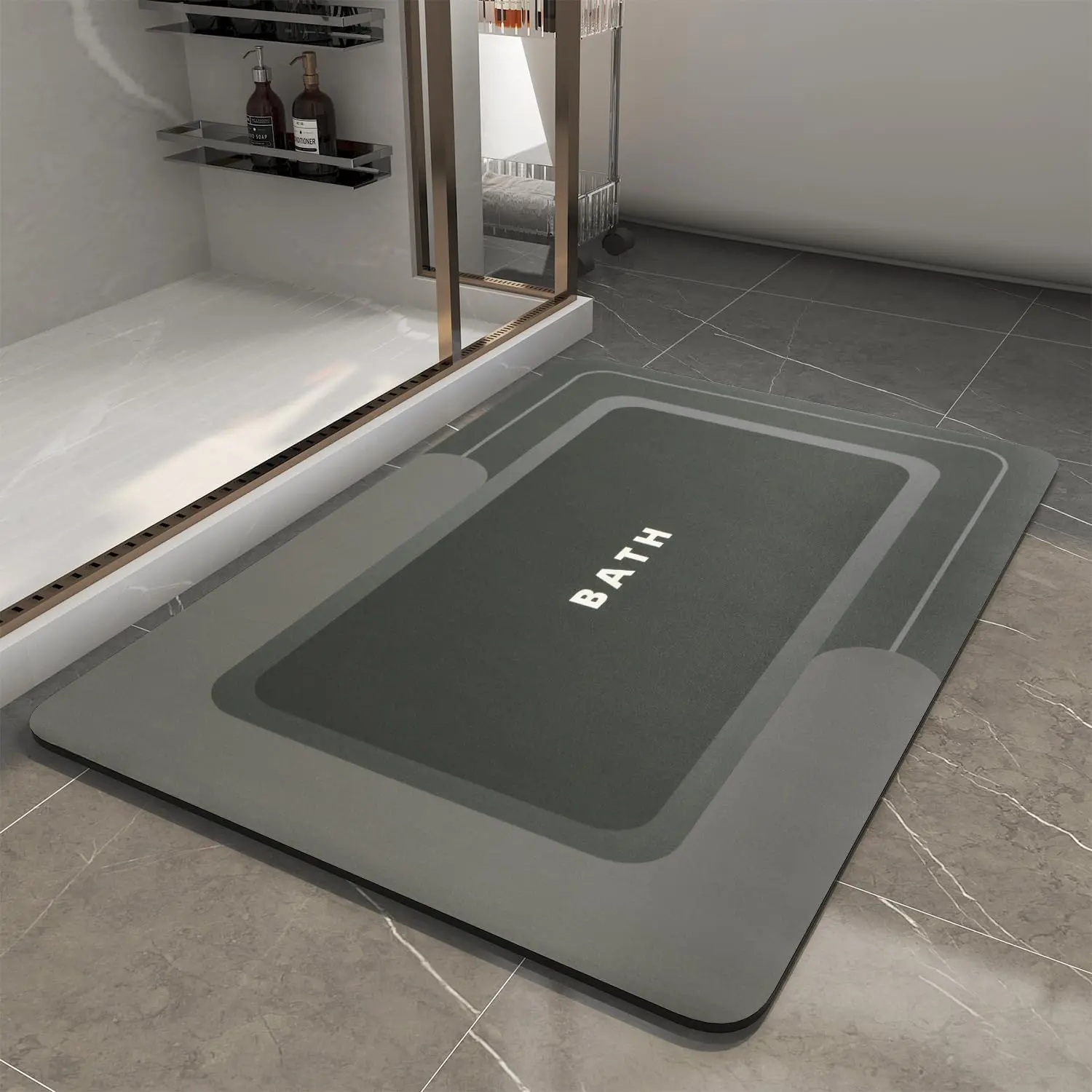 Bath Mat-Bathroom Mat Rug Non Slip Super Absorbent Stain Resistant Quick Dry Thin Bathroom Rug-Bath Mats for Bathroom Floor Bathtub Vanity-Bathmat Bath Rug Easy Care-17"x27" Darkgrey