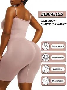 Seamless Bodysuit Jumpsuit, High Elasticity Waist Cinching, Postpartum Wearable, Daily Use, S-Type Casual Style, Plain Pattern