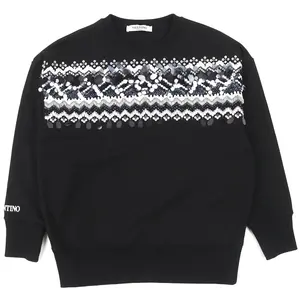 Pre-owned Valentino Cotton Small Leather Goods Logo embroidered beaded Sweatshirt
