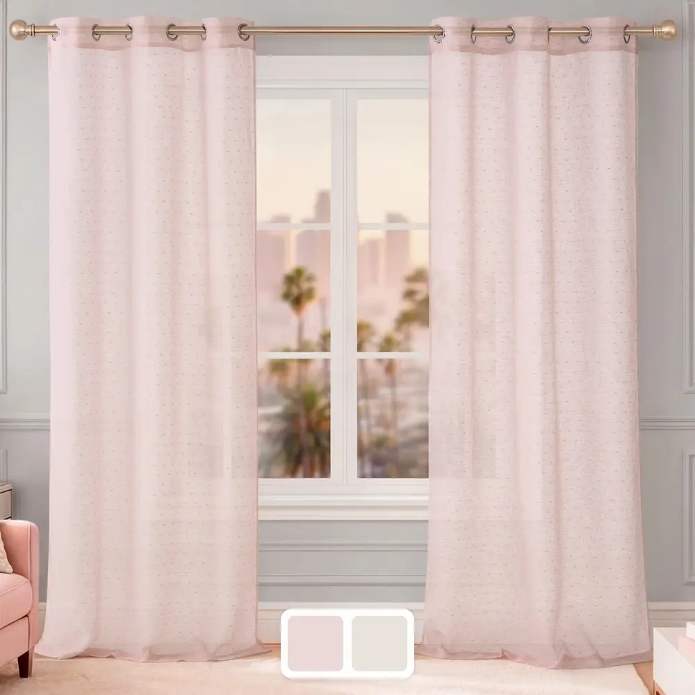 Juicy Couture Aurora Gauze Curtains - Sheer Translucent Chic Grommet Header Curtains, Airy Room Glow Accent, Soft Household Textile Window Dressing for Living Rooms, Bedrooms, Bedroom