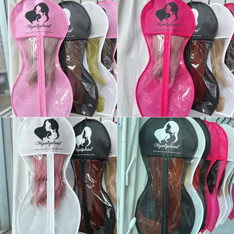 Mywigsland 2pcs Unisex Wig Storage Bag with Hanger - Hair Care Supplies, Hair Organization, Compression-Free Soft Fabric, Dustproof, Tangling-Preventing, Unscented, Exquisite Craftsmanship for Synthetic Wigs & Extensions (Ideal for Special Needs Friends)
