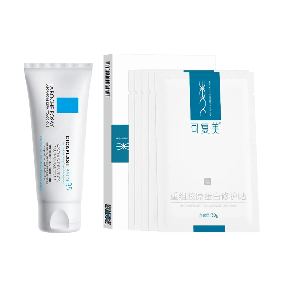 KOMFYMED Recombinant Collagen Repair Mask+B5+ Repair Cream - 2-Piece Set for Skin Repair & Hydration