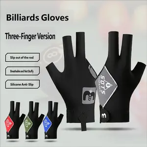 Professional Billiards Gloves for Men & Women, Ice Silk Breathable Anti-Slip Wear-Resistant Snooker Gloves, New Fingerless Design
