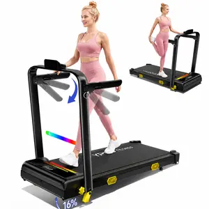 YPOO Walking Pad with Handle Bar, 2026 Upgrade Portable Small Treadmill with Handles for Home Small,APP Smart Treadmill with RGB Running Lights,2.5HP Under Desk Walking Pad Treadmill with Incline