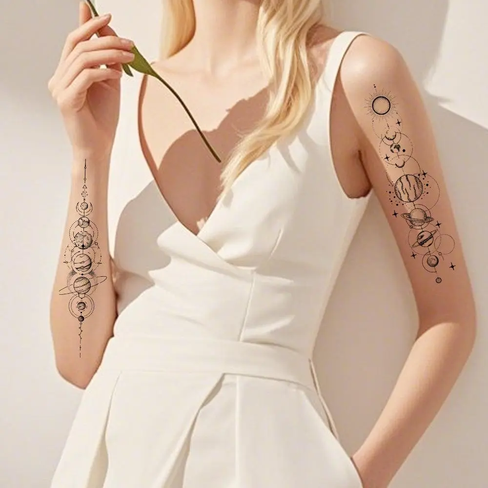 New Small Fresh Flower & Butterfly Tattoo Stickers for Arms & Face, Scar Cover Up, Unisex, Star Chain Dreamy Planet Temporary Tattoos 2 Sets Series Combo Birthday Christmas Halloween Easter 4th of July Valentine’s Day Back to School St. Patrick’s Day gift