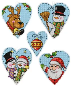 Counted cross stitch kit with plastic canvas "Hearts" set of 5 designs 7629