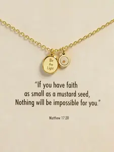 Stainless Steel Mustard Seed Pendant Necklace - Hypoallergenic, Non-Tarnish Gold/Silver/Rose Gold Heart, Christian Faith Jewelry with Matthew 17:20. Unisex Gift, Exquisite Jewelry Gift for Valentine's Day, Baptism, Family, Daughter, Mom