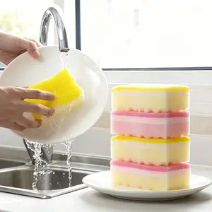 4pcs dishwashing sponge, scrubbing sponge, more suitable for kitchen utensils, countertops, walls, porcelain and other scenes