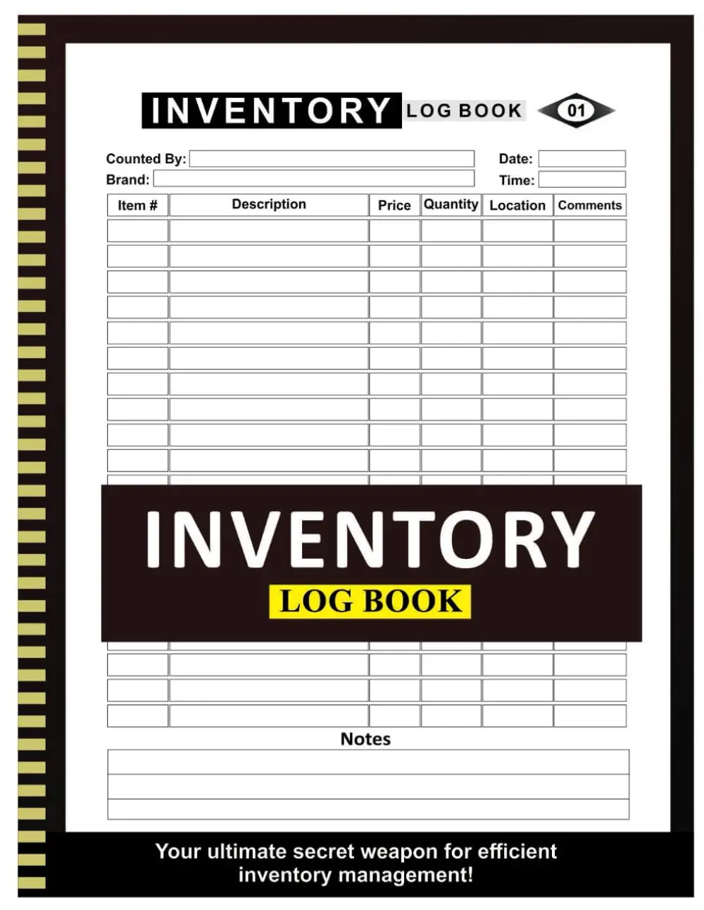 Inventory Log Book: 8.5" x 11" Inches 100+ Pages
