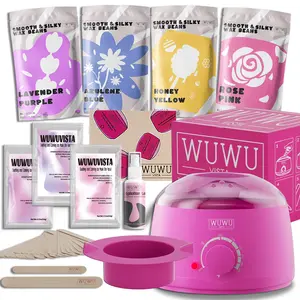 Hot Wax Hair Removal Kit 29 Pieces, Us Plug, Professional Wax Heater, Includes Wax Beads, Silicone Applicator, Wooden Sticks, Ice Patch, Lotion