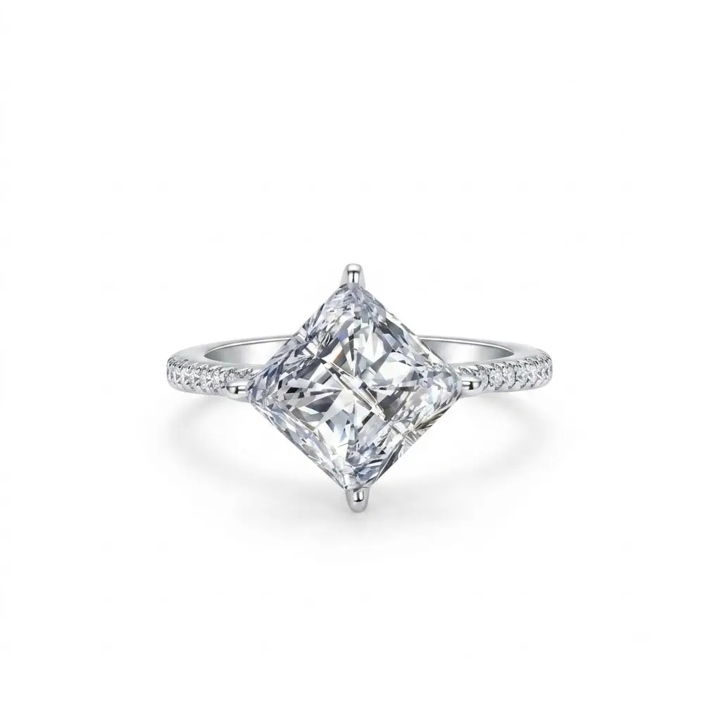 (Princess Cut 3CT) 925 Sterling Silver Synthetic Moissanite Ring, princess cut moissanite ring, princess cut engagement ring, square cut moissanite ring, 925 sterling silver princess ring, princess cut solitaire ring,