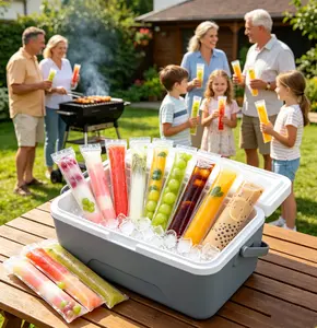 100 PCS Food-grade disposable popsicle bags, fruit jelly bags, ice cream, popsicle sticks, long strips, homemade ice pop bags