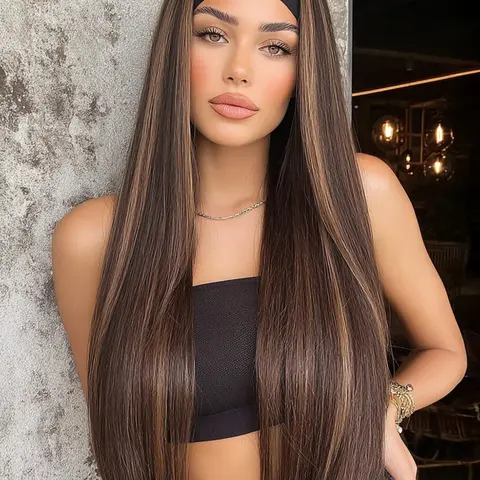 26 Inches Headband Wig, Heat Resistant Mixed Long Straight Hair for Daily Wear, Straight Synthetic Wig, Heat Friendly Wig, Heat Resistant Wigs