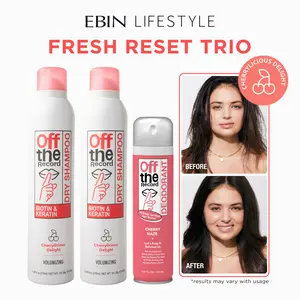 EBIN Off The Record Fresh Reset Duo (Cherrylicious Delight) 2-Pack Dry Shampoo + FREE Deodorant Spray | Oil Control, Odor Protection, All-Day Fresh