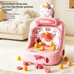 Indoor Desktop Basketball Star Machine, Coin-Operated Scoring Puzzle Game, Fun Birthday Gift for Boys and Girls, Cognitive Training for Ages 3-6
