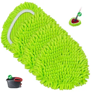 Mop Heads Replacements Compatible with O-cedar Easy Wring 1-Tank System,Mop Replace Head for Dry/Wet Use,4 Pack Reusable Spin Mop Replacement Head,Washable Chenille Dust Mop Refills for Floor Cleaning, chenille  mop