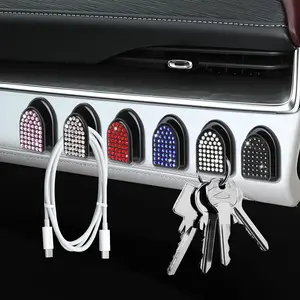 Car hanger, a multi-functional rear storage device for seat suspension, self-adhesive wall hanger, used for hanging keys, masks, headphones and cables, Car Backseat Organizer