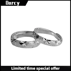 Fashionable and simple personality starry pattern open ring trendy punk niche creative couple jewelry