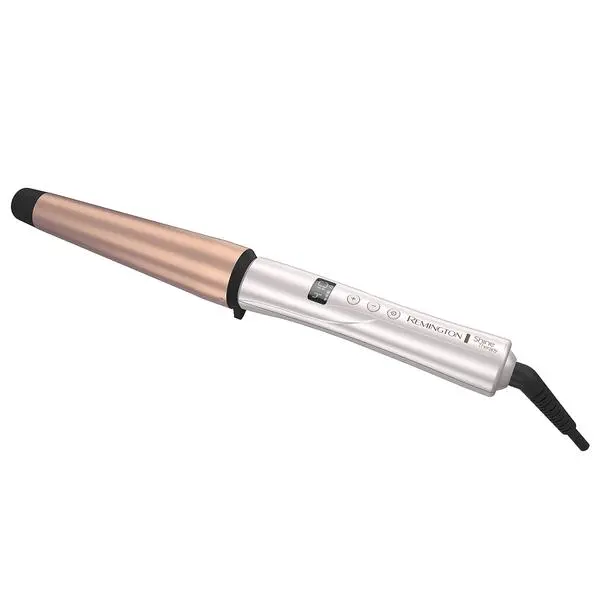 Remington Shine Therapy Tapered Curling Wand, 1–1.5 Inch | Fast 30-second Heat-up, Argan Oil and Keratin Infusion, Tousled Wave Styling, Auto Shut-off for Safety, Includes Heat Glove