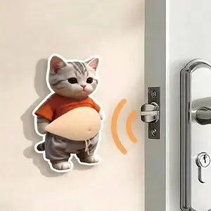 2PCS Cute Cat Car Sticker Set Bumper Sticker Door Edge Guard Protection Strip Anti Collision Door Protector Phone Fridge Laptop Sticker Home Auto Protection Decoration