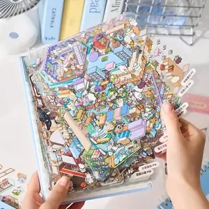 3D Scene Sticker Book, 49 Pieces Cute Cartoon Creative Stickers, DIY Decoration for Scrapbooks and Journals, Perfect for Craft Lovers