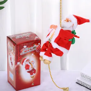 Adjustable musical Santa Claus climbing rope doll, children's toy, Christmas decoration, gift pendant.