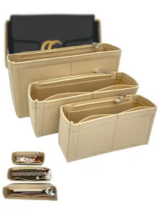 Felt Purse Organizer Insert, Fits GG Marmont Matelasse  Shoulder Bag and More, Classic Flap Mini, Lady Mini, Multi-Pocket Zippered Bag Liner, Handbag Tote Organizer Liner Pouch for Women Bag, 3 Sizes (Mini/Small/Medium)