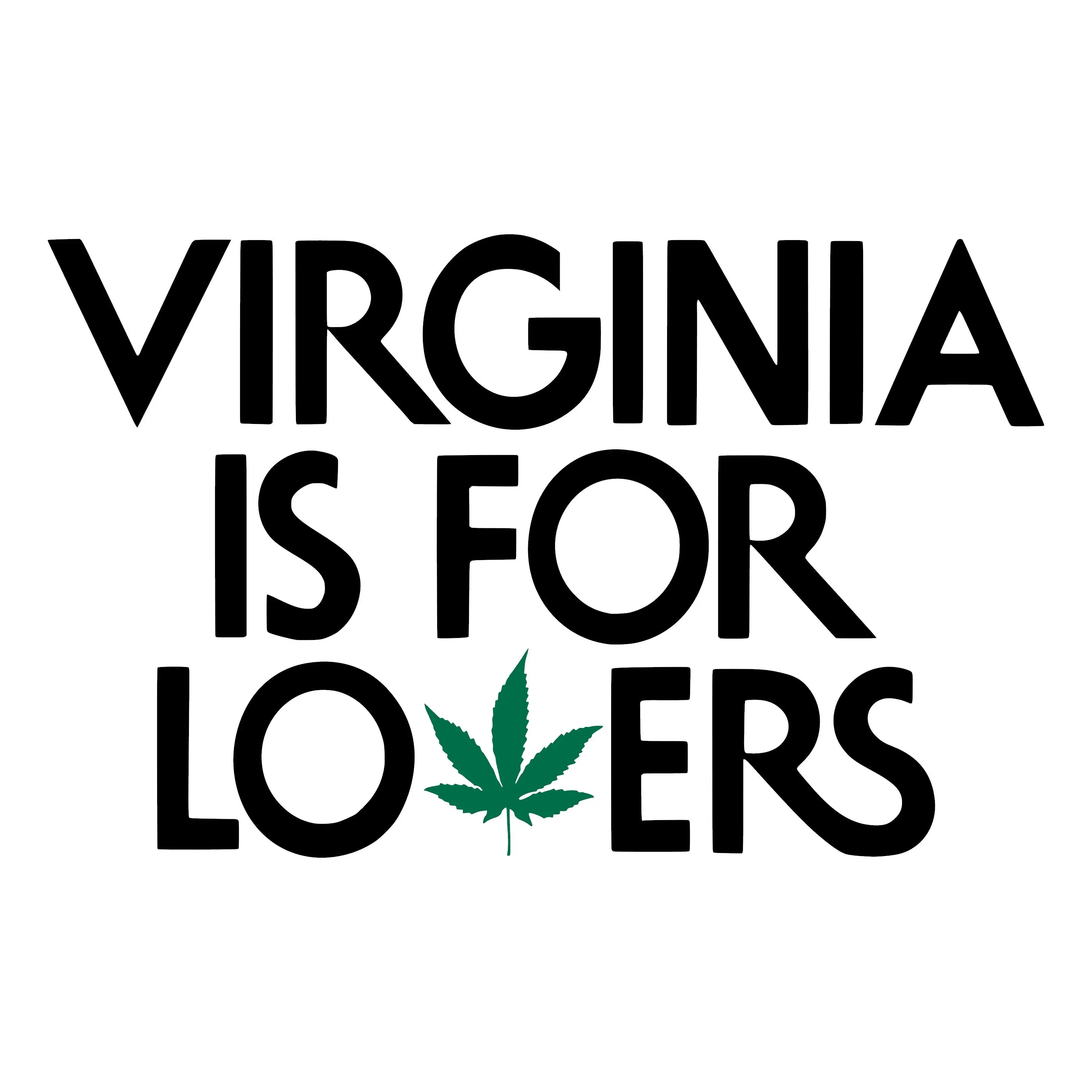 Virginia Is For Lovers Gloss Permanent Self-Adhesive Decorative Weed Leaf Decal Sticker, Outdoor Safe for Home Decor