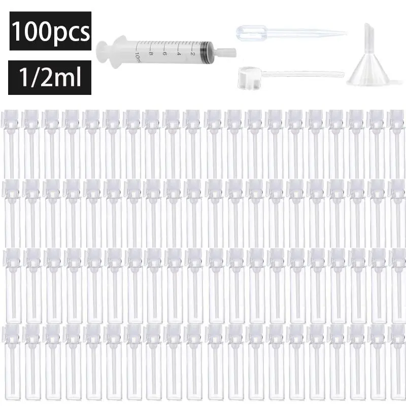 Clear Mini Sample Cute Glass Travel Oil Perfume Bottle, 100pcs Empty Sample Bottle with 4 Counts Accessories, Makeup Tools for Women & Girls, Makeup Container Set