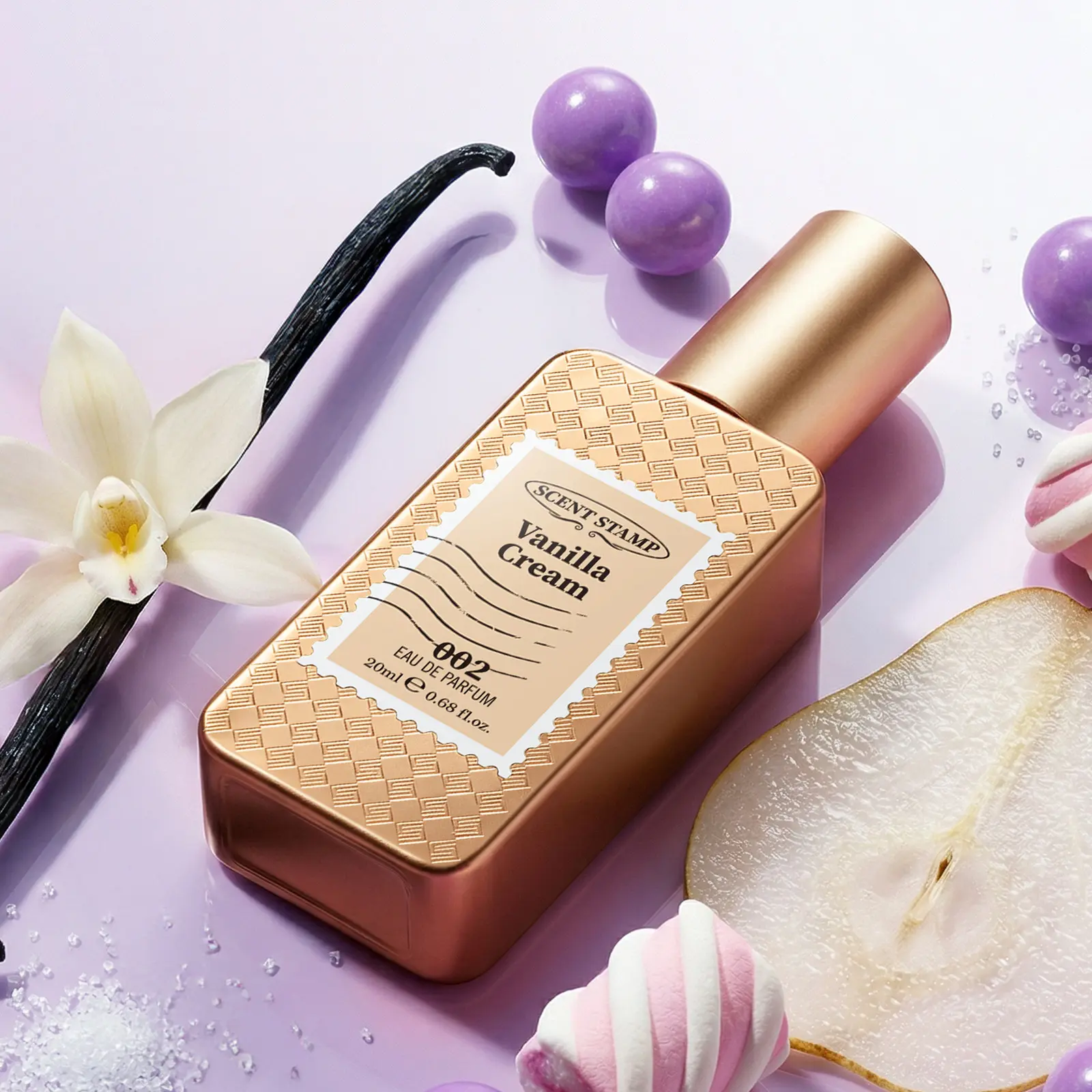 SCENT STAMP #002 Vanilla Cream EDP - Sweet Marshmallow & Caramel Gourmand Perfume, Designer Vibe, 0.68 fl.oz