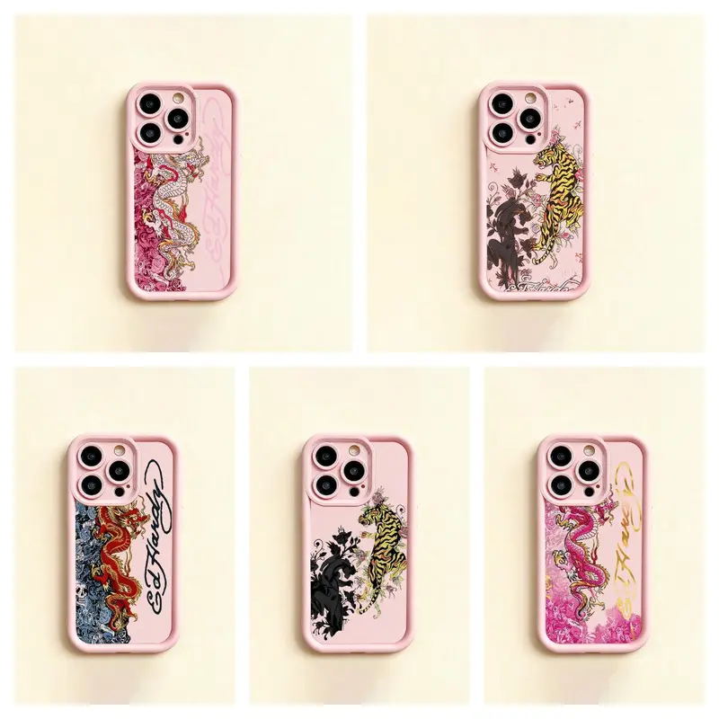Vintage Dragon Skull Leopard Tattoo Tiger Hardy Collage Protective Cellphone Casing for iPhone 12-17 ProMax Plus, Samsung Devices - Shockproof, Antifall, 2000 Trend Aesthetic Unisex Phone Case Gift Accessory