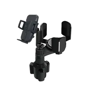 Adjustable Car Cup Holder Extender with Phone Mount, 360 Degree Rotating Design, Durable Interior Organizer for Most Cars