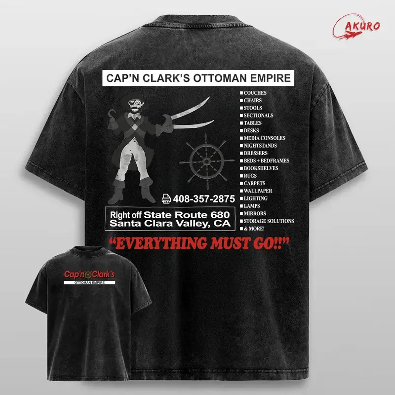 Vintage Cap’n Clark’s Ottoman Empire Shirt Double Sides, A24 Backrooms Movie Merch Tee, Kane Pixels ARG Horror T-Shirt, Vintage Furniture Logo Aesthetic Graphic Top Cotton Fashion Menswear