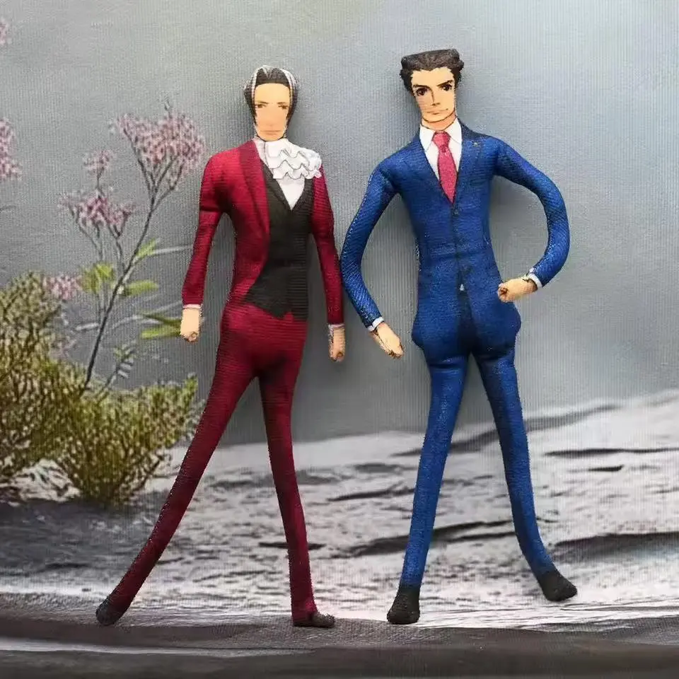 Game Ace Attorney Phoenix Wright Cosplay Plush Doll Miles Edgeworth Body Wire Skeleton Action Stuffed Dolls Accessories Gifts