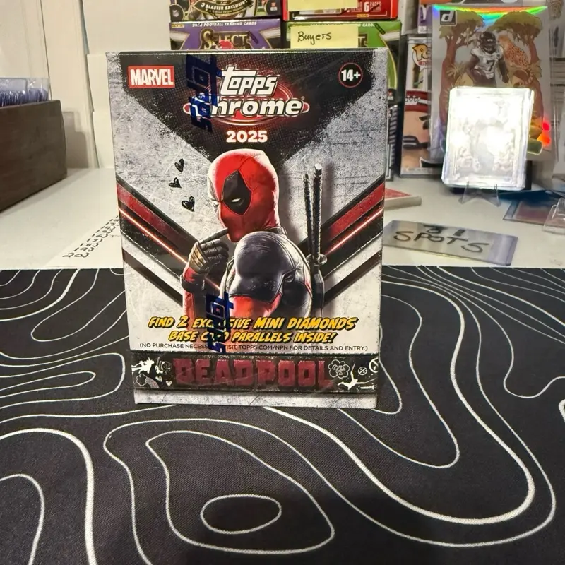 Topps Chrome Deadpool Blaster Box 2025 - Find 2 Exclusive Mini Diamonds & 3 Parallels Inside - Marvel Collectible Trading Cards - 1 PACK