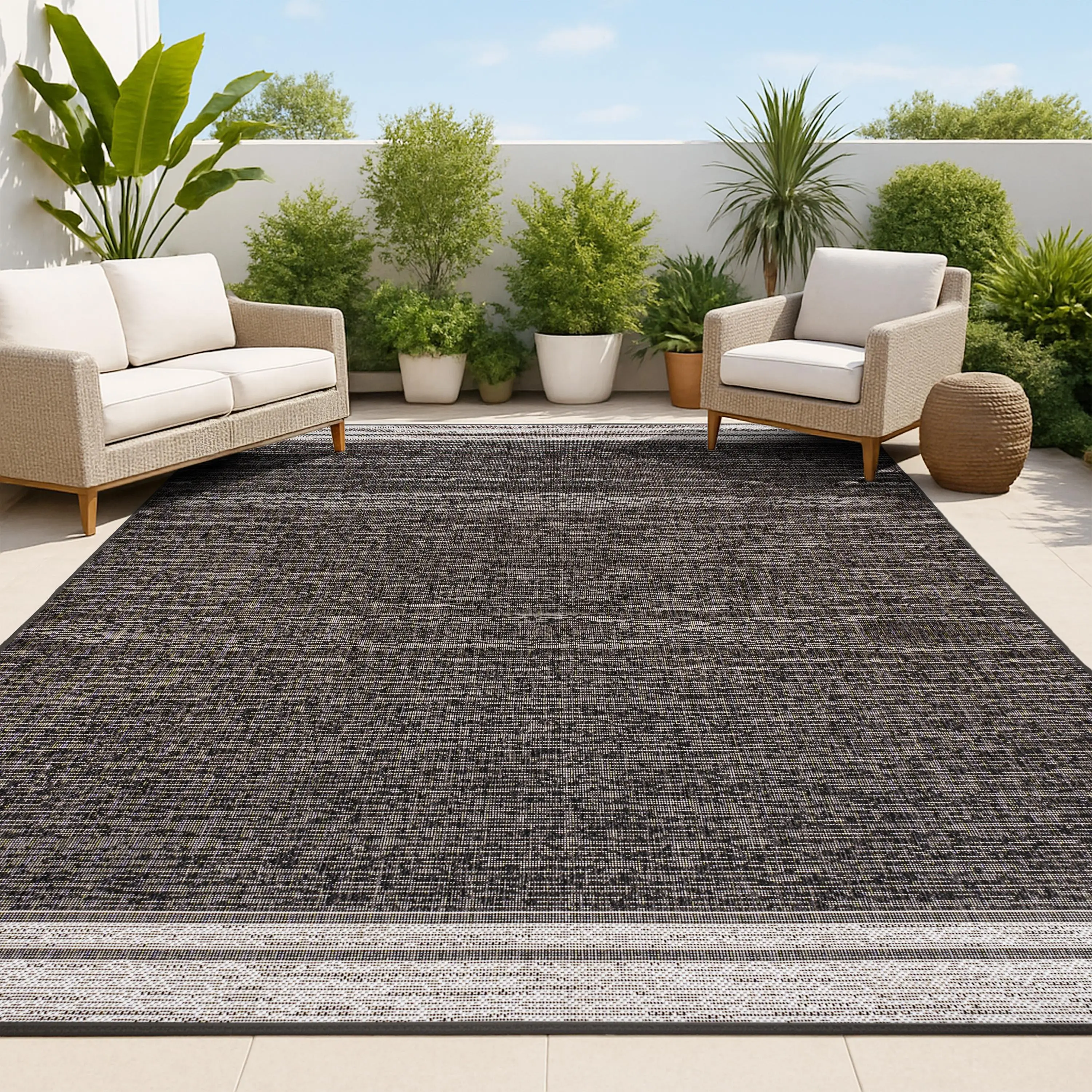 JONATHAN Y Alda Modern Minimalist Mingled Solid Indoor/Outdoor Area Rug; for Living Room, Kitchen, Bedroom, Dining Room, Patio, Porch, Backyard