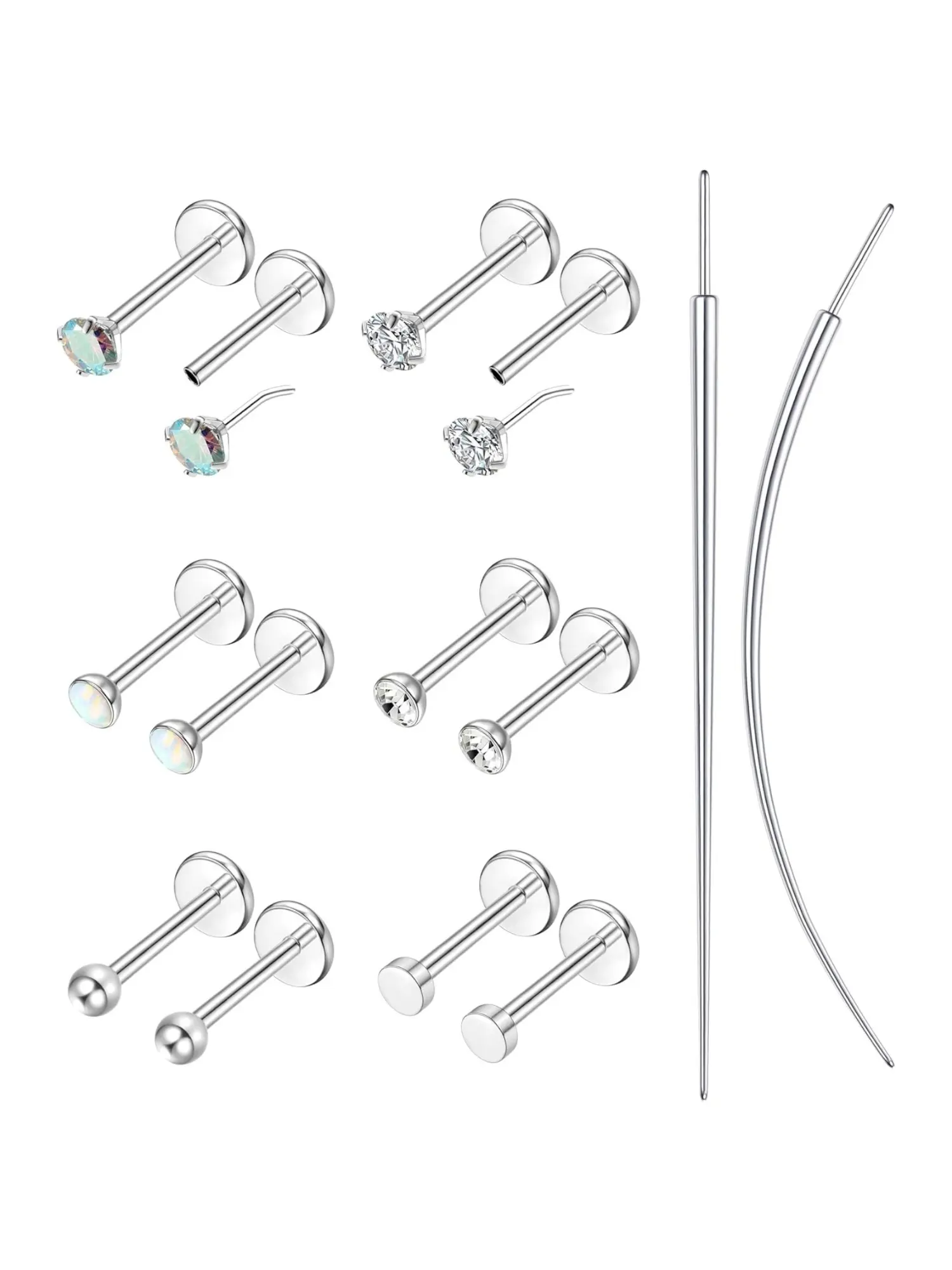 12 Pcs Sleek Silvery Flat Post Piercing Studs for Women Men Skin-friendly Stainless Steel for Long-time Wear Minimalist Threadless Pieces Smooth Flat Back Versatile Set Labret Cartilage Tragus Helix Nostril Piercings Ideal for Daily Styling