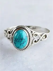 1 PC Retro Style Faux Turquoise Ring For Women For Valentine's Day Gift Wedding Engagement Anniversary Party Jewelry