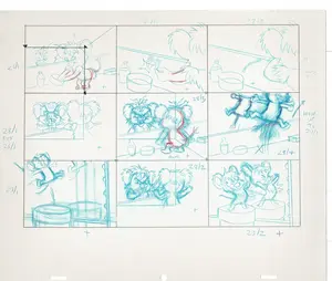 Tom & Jerry Kids Storyboard Hand-drawn Animation Hanna Barbera Babet 1992 S1-014