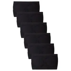 6 Pack Women's Seamless Wireless Strapless Tube Bra Top with Removable Pads High Stretch Padded Bandeau Bra Comfy Breathable Assorted Pack Womenswear