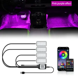 LED Car Interior Ambient Lights Kit - RGB Foot Strip Lighting with Remote & App Music Control
