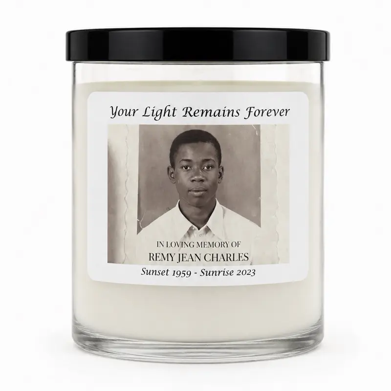 Personalized Memorial Scented Candle - 8oz Non-Toxic Coconut Wax Candle with Light, Home Fragrances, Ideal for Grief Decoration & Home Decor, 30+ Hours