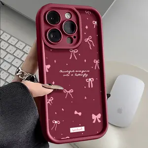 Pink bow cute Phone cases Case Compatible with For iPhone 17 Pro Max 16 16e 15 14 Plus 13 12 Mini 11 Air X XS Pattern TPU Lens Protection Durable Soft Cover Gift 2D printing Smartphone Cellphone
