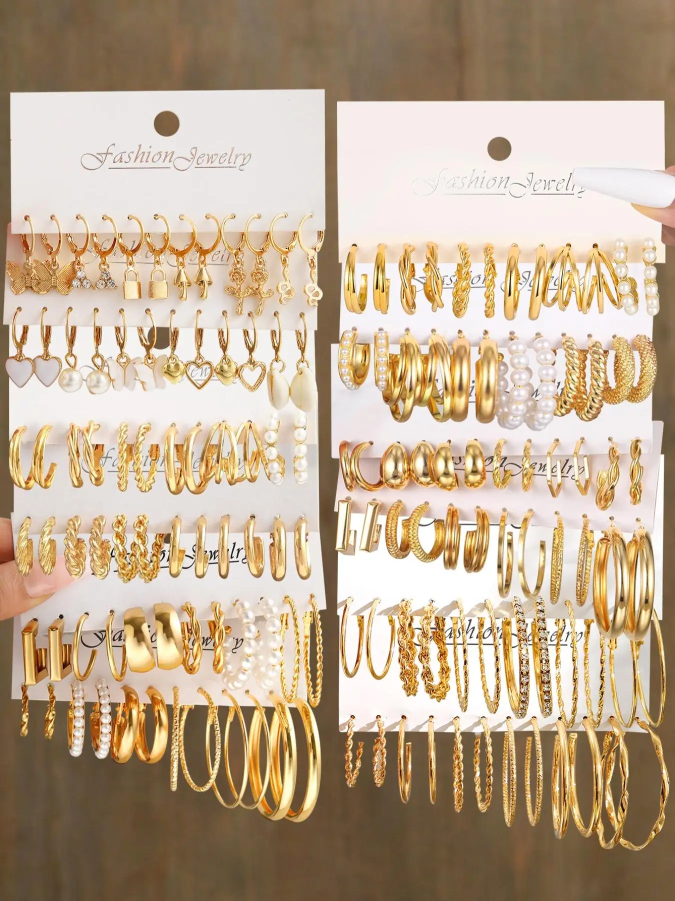 Women's Rhinestone & Faux Pearl Decor Dangle & Hoop Earrings, Butterfly & Heart & Lock & Mushroom Design Earrings Set, Vintage Jewelry As Gift for Gir